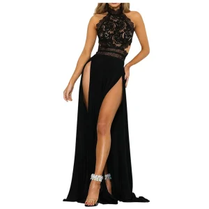Women Sleeveless High Slit Long Dress