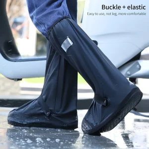 Waterproof Rain Boot Shoe Cover Black  Reflector High Top