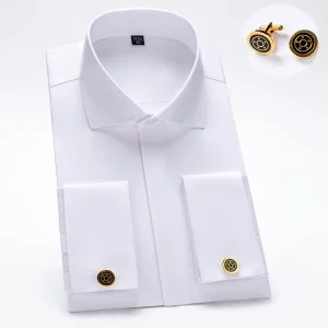 Men's Long Sleeve Formal Shirt Windsor Collar French Cuff