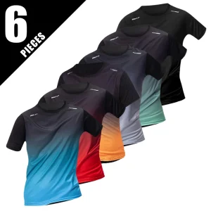Men's Multi-color Short Sleeved Top - Casual Running Black Shorts Set - Quick Drying