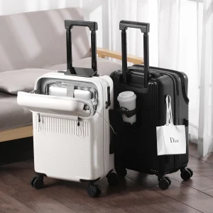 Compact 20-inch Lightweight Carry-on Suitcase with Cup Holder