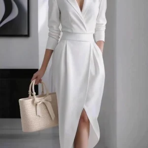 Elegant White Suit Dress