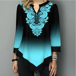 Shirt Women Spring Summer Blouse 3/4 Sleeve